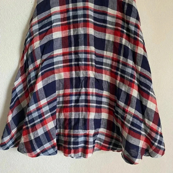 KEITH CHECK RED WHITE BLUE PLAID FULL SWING RETRO COTTAGECORE MIDI SKIRT XS - Picture 3 of 8